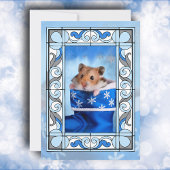 Blue Glas in lood Hamster Christmas Feestdagenkaart