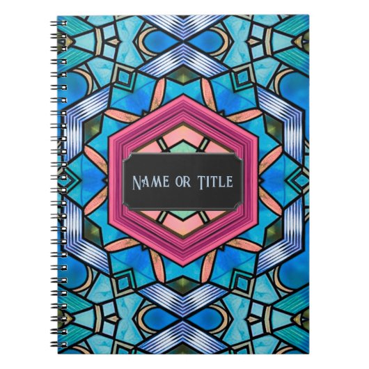 Blue Glass Art Deco  Elegance - Jouw tekst Notitieboek (Voorkant)