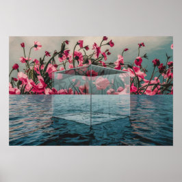 Blue Glass Box Waterscape Poster Print Wandkunst