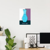 Blue Glass Carafe Water is het leven! Poster (Thuiskantoor)