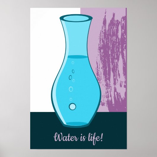 Blue Glass Carafe Water is het leven! Poster (Voorkant)