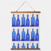 Blue Glass Corked Lined Up Botles Pattern Hangend Wandkleed (Voorkant)