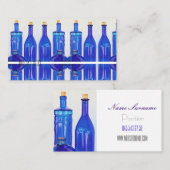 Blue Glass Corked Lined Up Botles Visitekaartje (Voorkant / Achterkant)