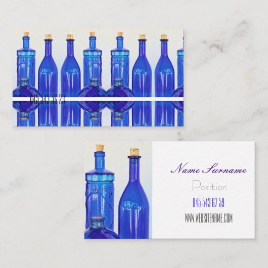 Blue Glass Corked Lined Up Botles Visitekaartje (Voorkant / Achterkant)