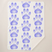 Blue Glass Dog Paw Print Patroon Sherpa Deken (Voorkant)