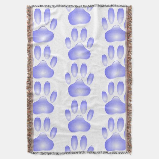 Blue Glass Dog Paw Print Pattern Showgordijn Deken (Voorkant Verticaal)