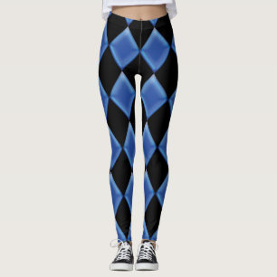 Blue Glass Harlequin Pattern Leggings
