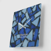 Blue Glass Mosaic Pattern Acrylic Wall Clock Vierkante Klok (Hoek)