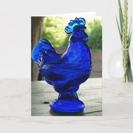 Blue Glass Rooster Kaart (Voorkant)