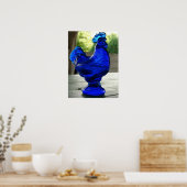 Blue Glass Rooster Poster (Keuken)