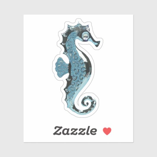 Blue Glass Seahorse Sticker (Vel)