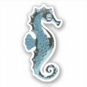Blue Glass Seahorse Sticker (Voorkant)