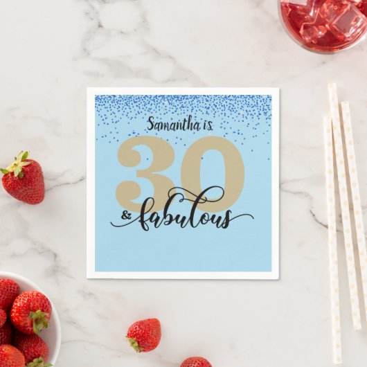 Blue Glitter 30 en Fabulous Birthday Party Servet (Insitu)