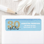 Blue Glitter 30 & Fabulous Return Address Label (Insitu)
