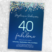 Blue Glitter 40 en Fabulous 40th Verjaardagsfeest Kaart