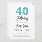 Blue Glitter 40 en geweldig | 40e verjaardag Kaart (Voorkant / Achterkant)