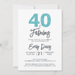 Blue Glitter 40 en geweldig | 40e verjaardag Kaart
