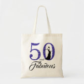 Blue Glitter 50 Fabulous Birthday Party Canvas tas (Voorkant)