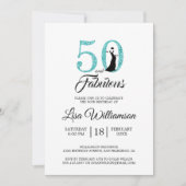 Blue Glitter 50 Uitstekend | 50ste verjaardag Kaart (Voorkant)