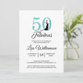 Blue Glitter 50 Uitstekend | 50ste verjaardag Kaart (Staand voorkant)