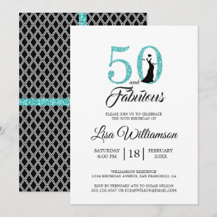Blue Glitter 50 Uitstekend   50ste verjaardag Kaart