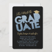 Blue Glitter Afstuderen Cutout Graduation Party Kaart (Voorkant)