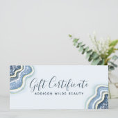 Blue Glitter Agate Geode Business Gift Certificate (Staand voorkant)