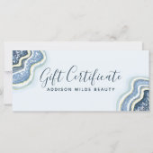 Blue Glitter Agate Geode Business Gift Certificate (Voorkant)