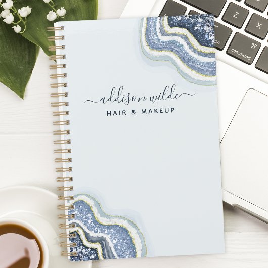 Blue Glitter Agate Geode Luxe Business Planner