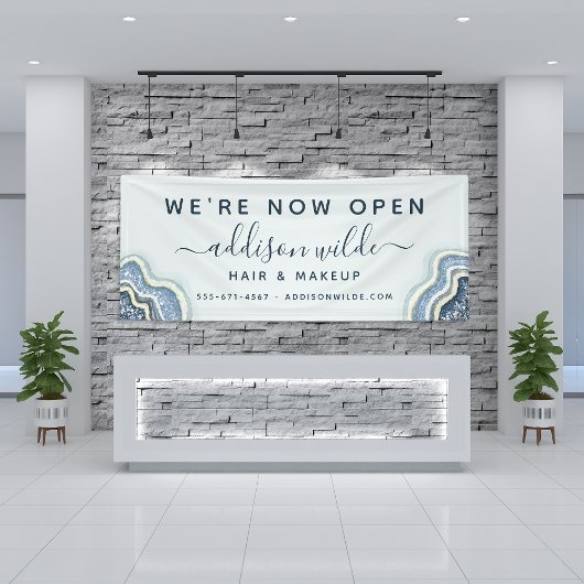 Blue Glitter Agate Geode Luxe Business Spandoek