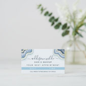 Blue Glitter Agate Geode Luxe Chic Afsprakenkaartje (Staand voorkant)