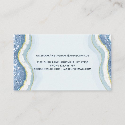 Blue Glitter Agate Geode Luxe Chic Afsprakenkaartje (Achterkant)