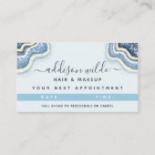 Blue Glitter Agate Geode Luxe Chic Afsprakenkaartje (Voorkant)