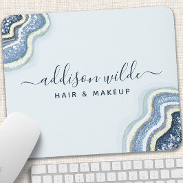 Blue Glitter Agate Geode Luxe Chic Muismat