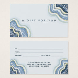 Blue Glitter Agate Geode Luxe Gift Card Visitekaartje