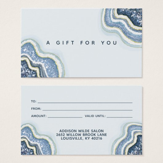 Blue Glitter Agate Geode Luxe Gift Card Visitekaartje (Voorkant /achterkant)