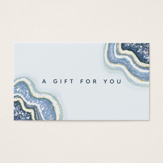 Blue Glitter Agate Geode Luxe Gift Card Visitekaartje (Voorkant)
