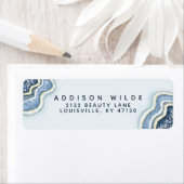 Blue Glitter Agate Geode Luxe Return Address Etiket (Insitu)