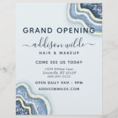 Blue Glitter Agate Geode Zakelijke Flyer (Achterkant)