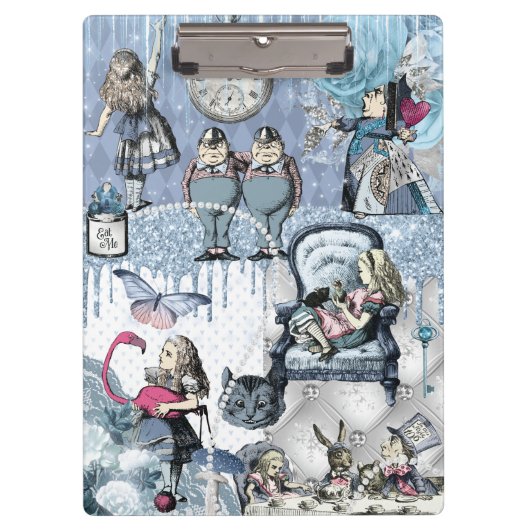 Blue Glitter Alice in Wonderland Klembord (Voorkant)