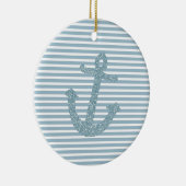 Blue Glitter Anchor Keramisch Ornament (Rechts)