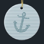 Blue Glitter Anchor Keramisch Ornament<br><div class="desc">Blue Glitter Anker (geen echte glitter,  afbeelding van glitter)</div>