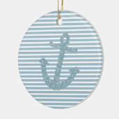 Blue Glitter Anchor Keramisch Ornament (Links)