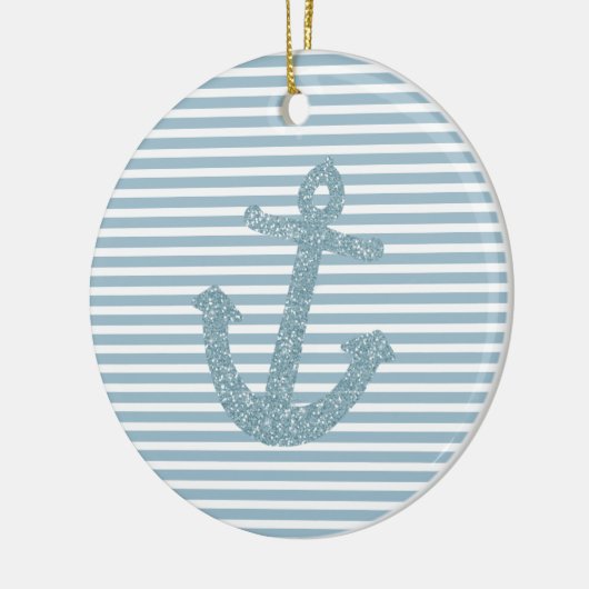 Blue Glitter Anchor Keramisch Ornament (Links)
