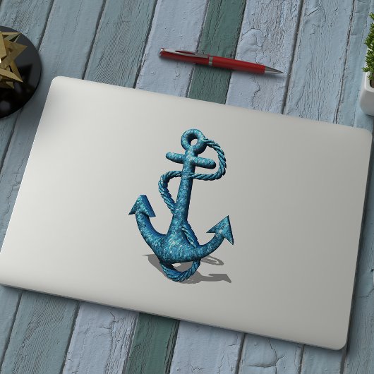 Blue Glitter Anchor Sticker