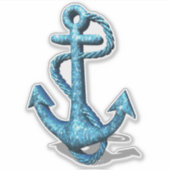 Blue Glitter Anchor Sticker (Voorkant)