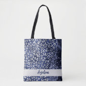 Blue Glitter Animal Print Glam Wave gepersonalisee Tote Bag (Voorkant)