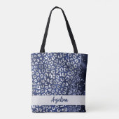 Blue Glitter Animal Print Glam Wave gepersonalisee Tote Bag (Achterkant)