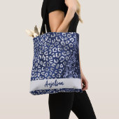 Blue Glitter Animal Print Glam Wave gepersonalisee Tote Bag (Dichtbij)