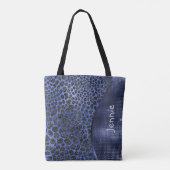 Blue Glitter Animal Print Glam Wave gepersonalisee Tote Bag (Achterkant)